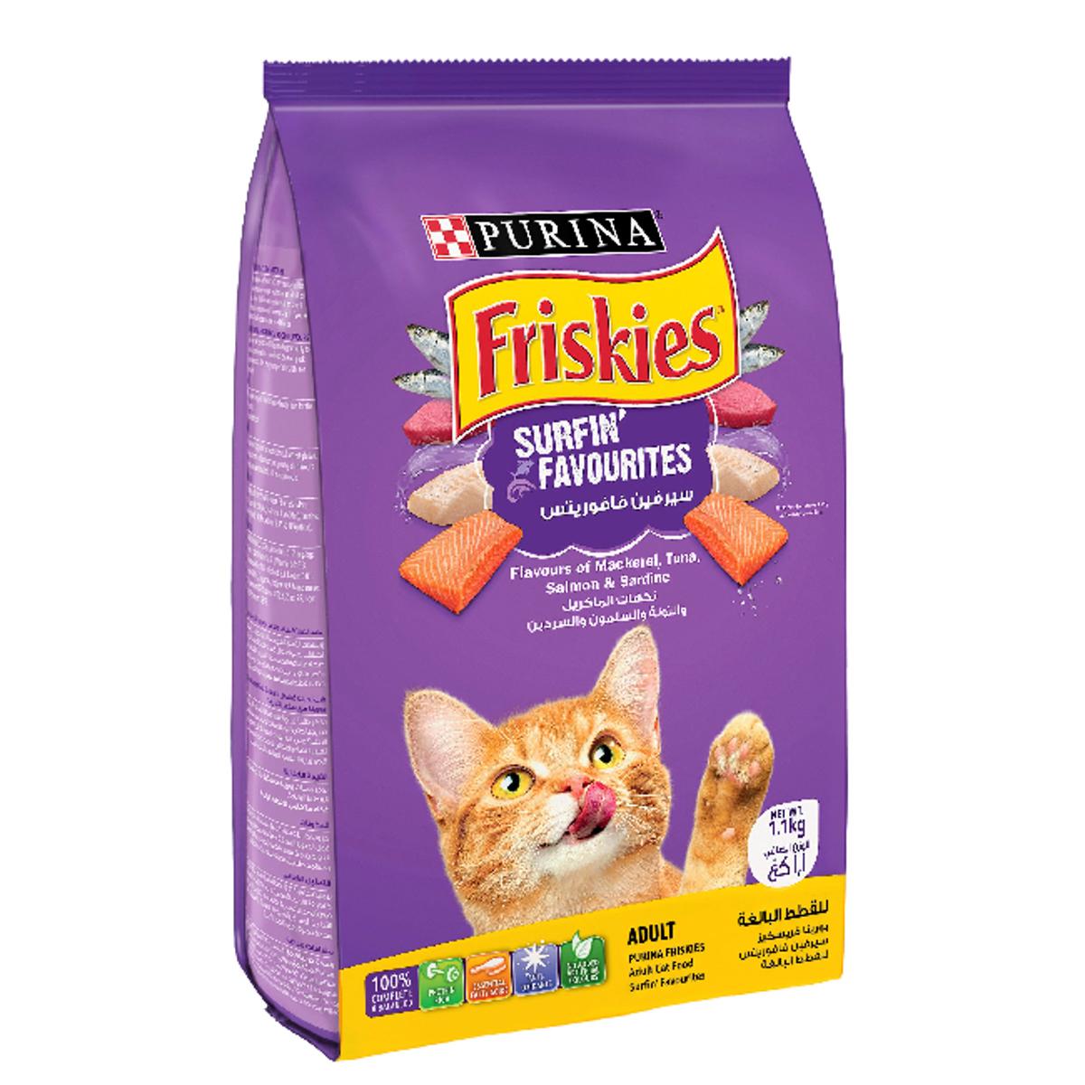 Buy Purina Friskies Surfin Favourites Adult Dry Cat Food 1.1Kg in