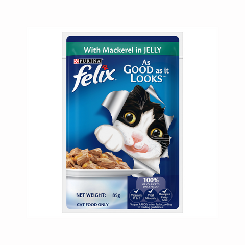 Purina Felix Adult Wet with Mackerel in Jelly 85g