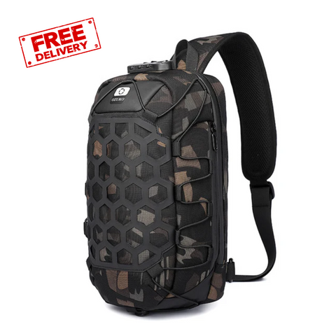 Ozuko Crossbody Shoulder Chest Backpack USB Port Bag 9358