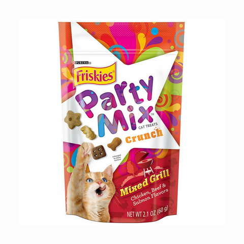 Purina Friskies Adult Cat Treats Party Mix Crunch Mixed Grill 60g