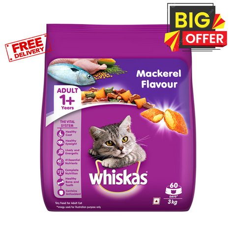 Whiskas Adult1+ Mackeral 3Kg