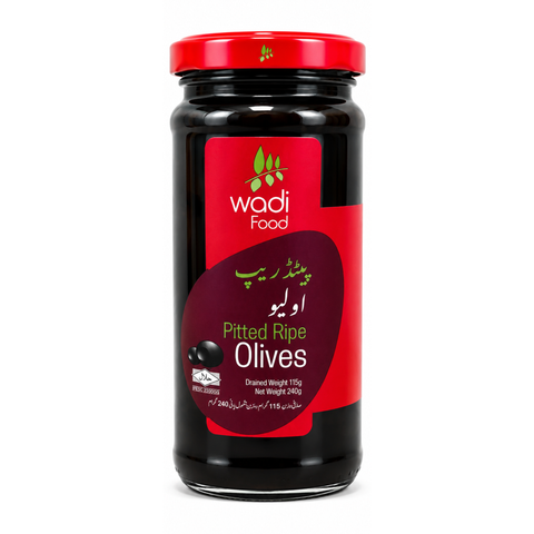 Wadi Food Pitted Black Olive 240G
