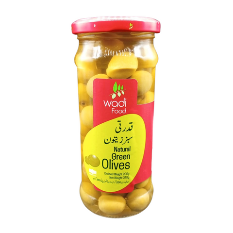 Wadi Food Natural Green Olives whole 340G